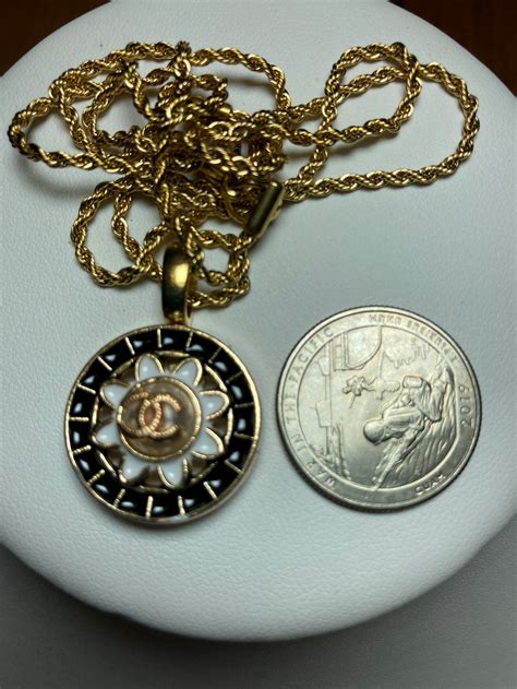 chanel button jewelry atlanta|repurposed Chanel button necklace.